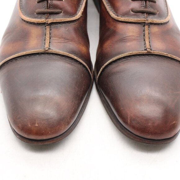 YSL Saint Laurent Rive Gauche Men's Size EU 42 Brown Leather Derby Cap Toe - Picture 11 of 11